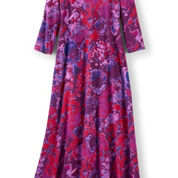 Soft Surroundings Santiago 3/4 Sleeve Dress Abstract Garden Women’s Size M - Picture 5 of 15